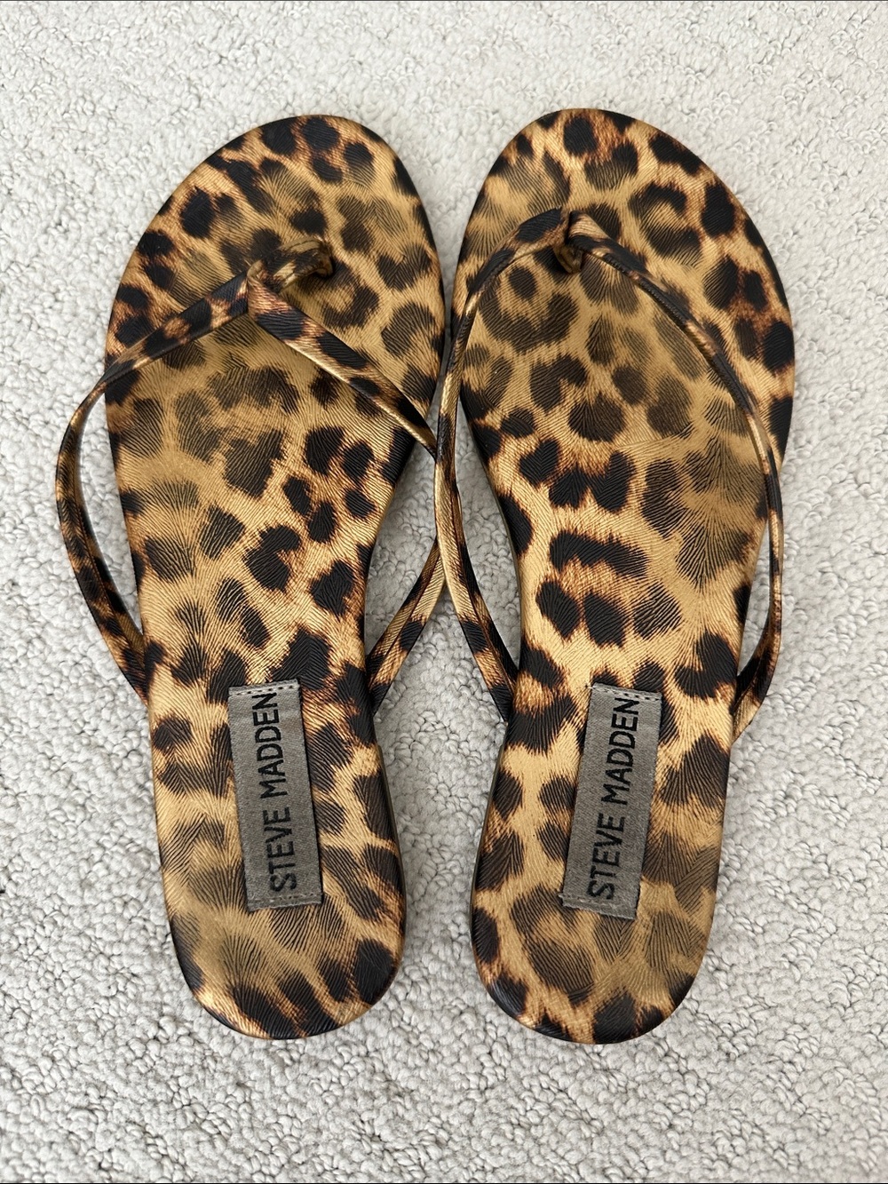 Steve Madden Leopard-Print Flip Flop Sandals in Brown and Black
